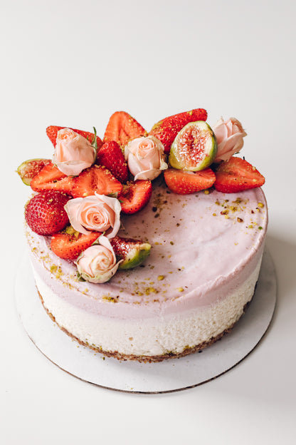Strawberry Rose Pistachio Cake