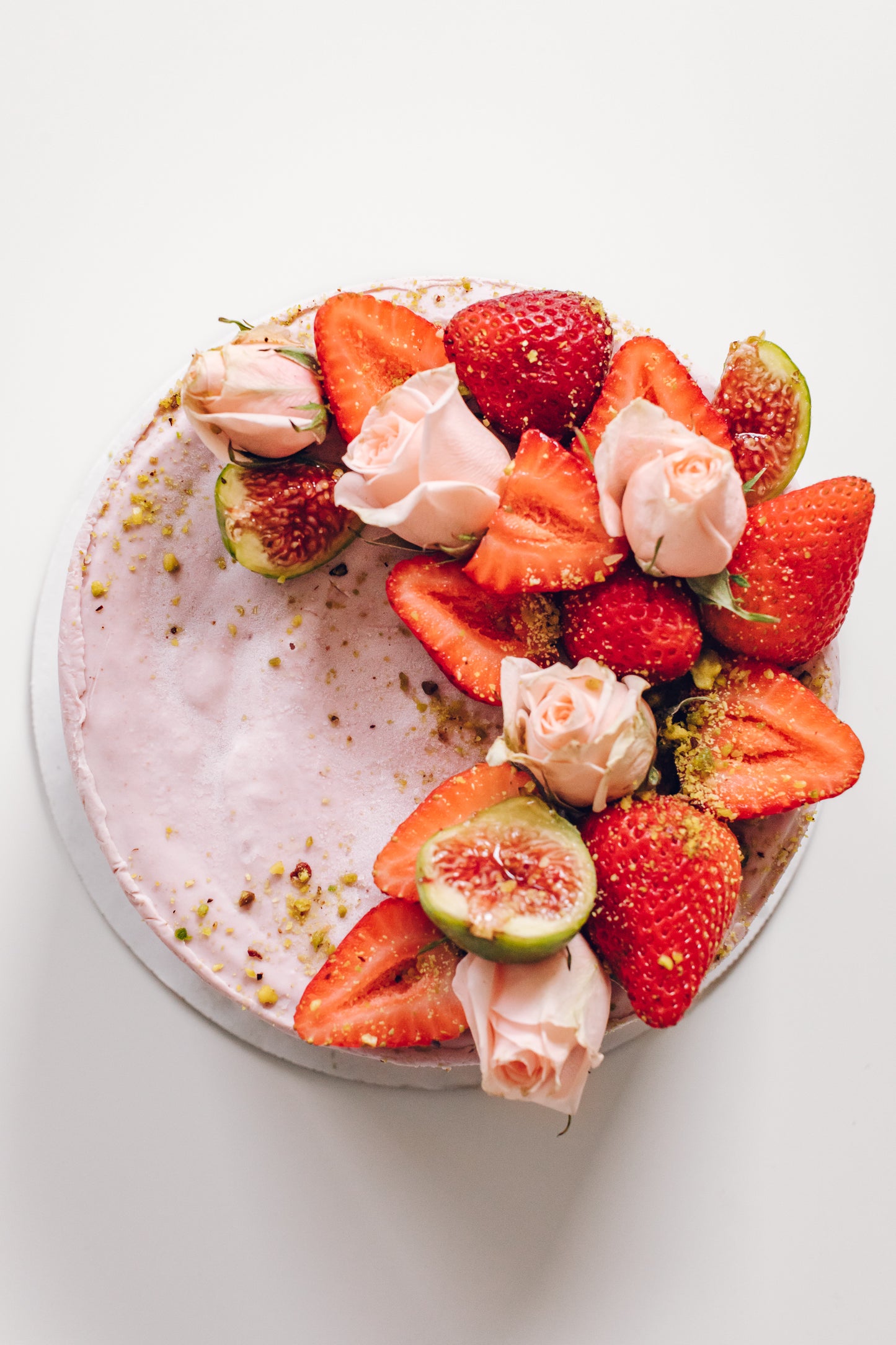 Strawberry Rose Pistachio Cake