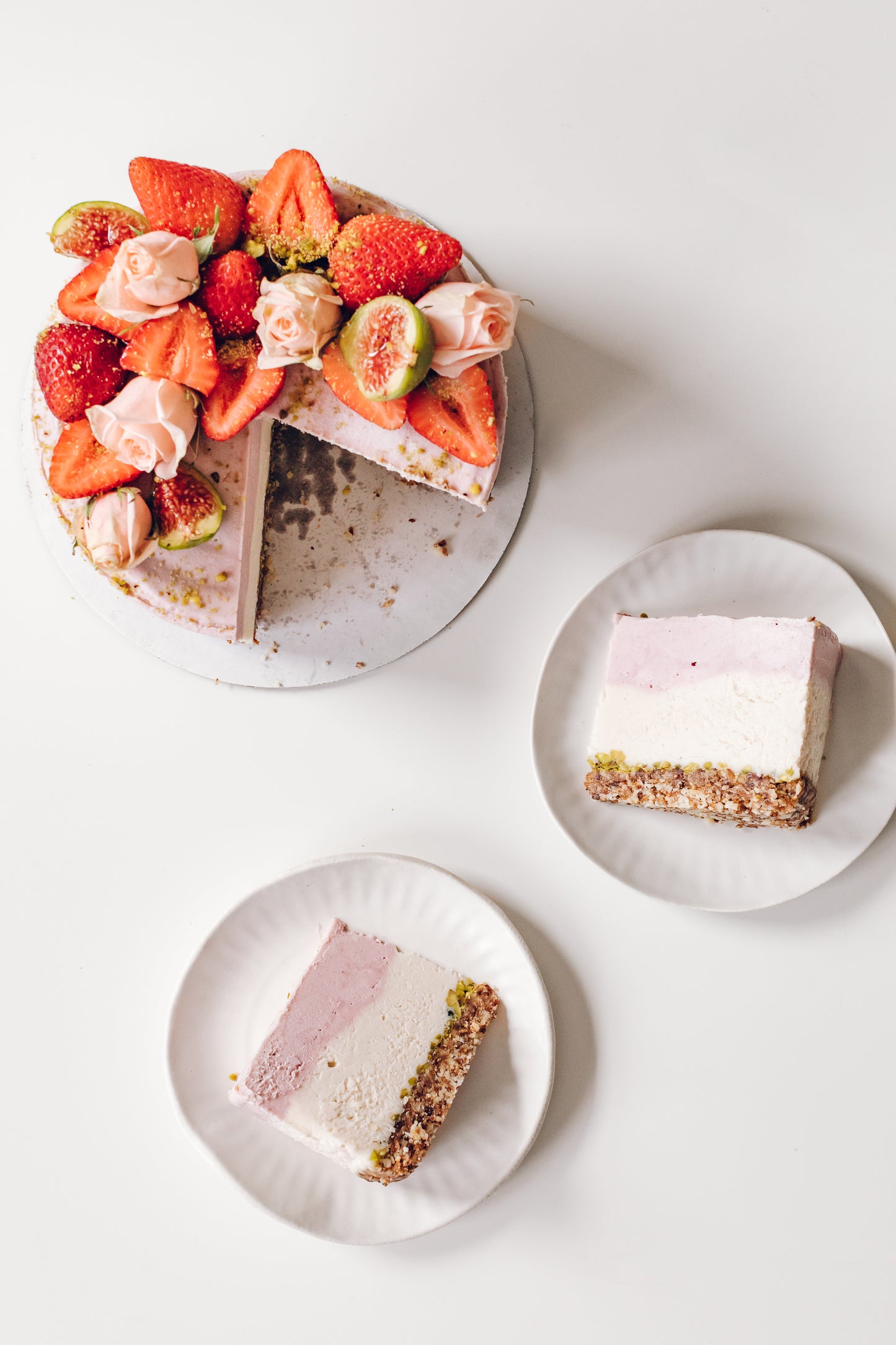 Strawberry Rose Pistachio Cake